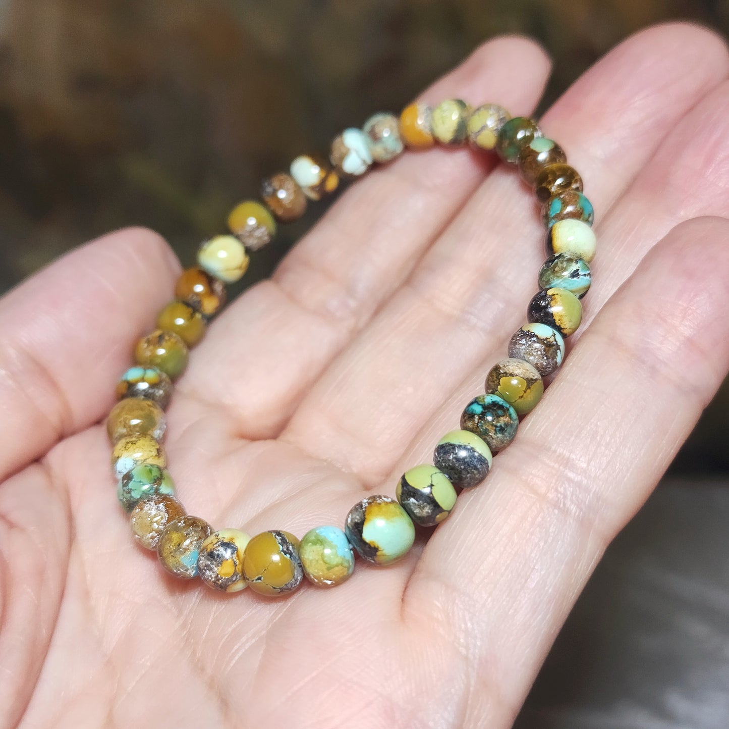 6.5mm Premium natural untreated Hubei Turquoise tangsancai apple shape beads bracelet  精品天然原矿湖北松石高瓷唐三彩苹果珠手链 #2
