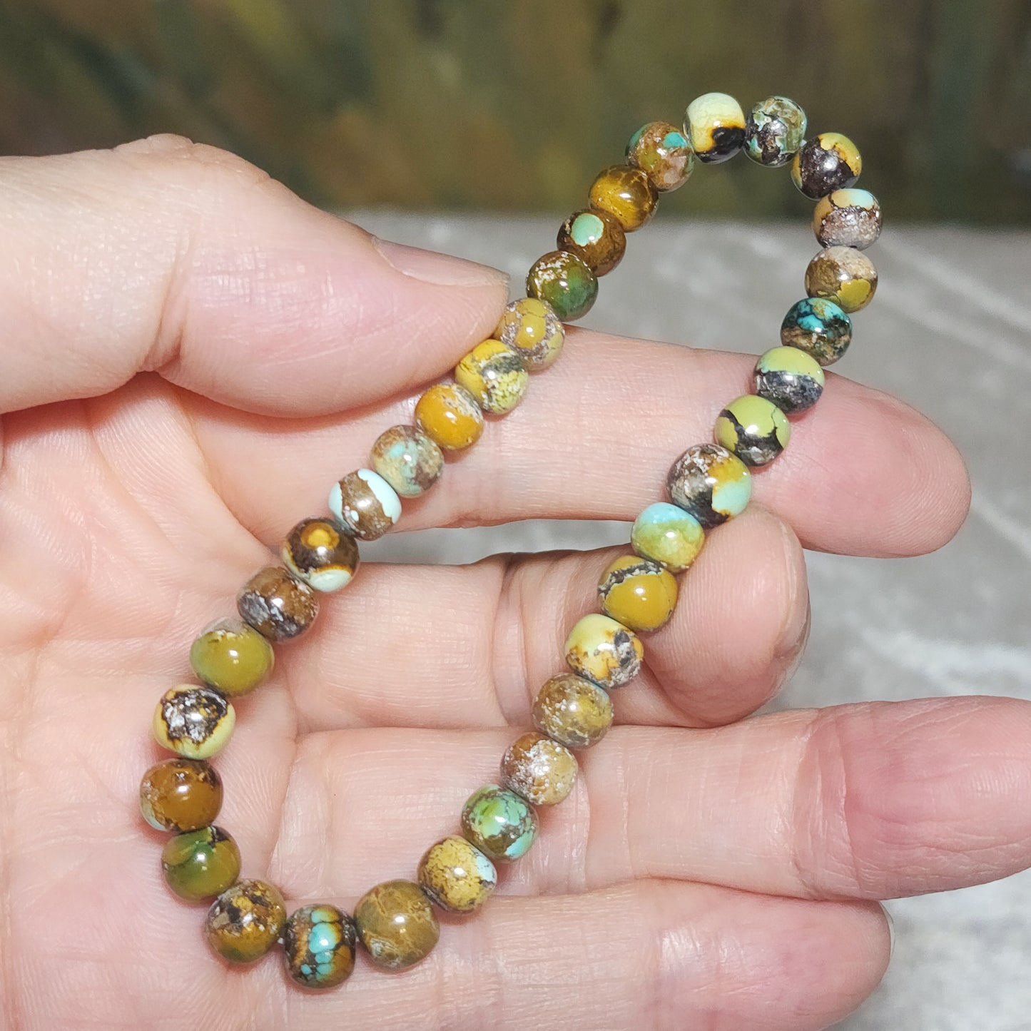 6.5mm Premium natural untreated Hubei Turquoise tangsancai apple shape beads bracelet  精品天然原矿湖北松石高瓷唐三彩苹果珠手链 #2