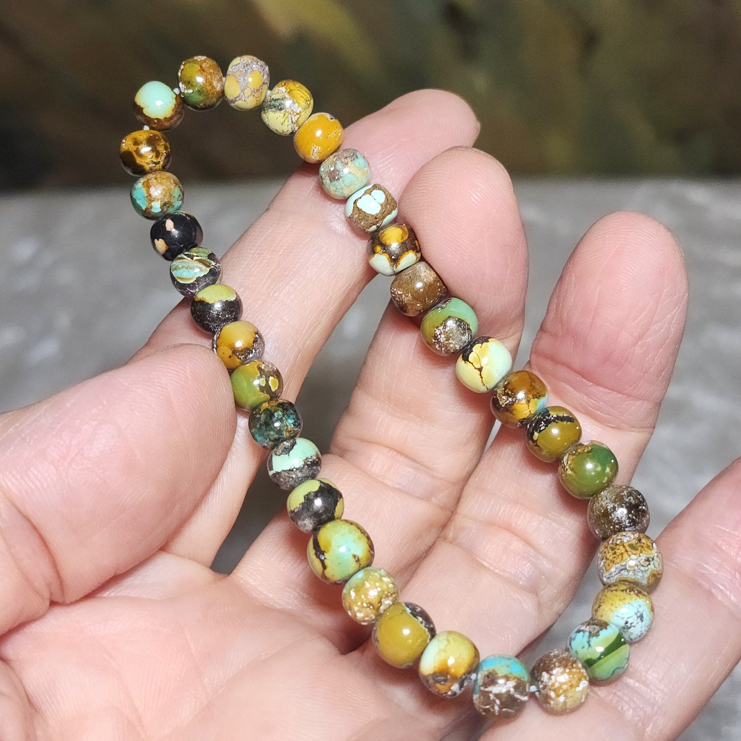 6.5mm Premium natural untreated Hubei Turquoise tangsancai apple shape beads bracelet  精品天然原矿湖北松石高瓷唐三彩苹果珠手链 #2
