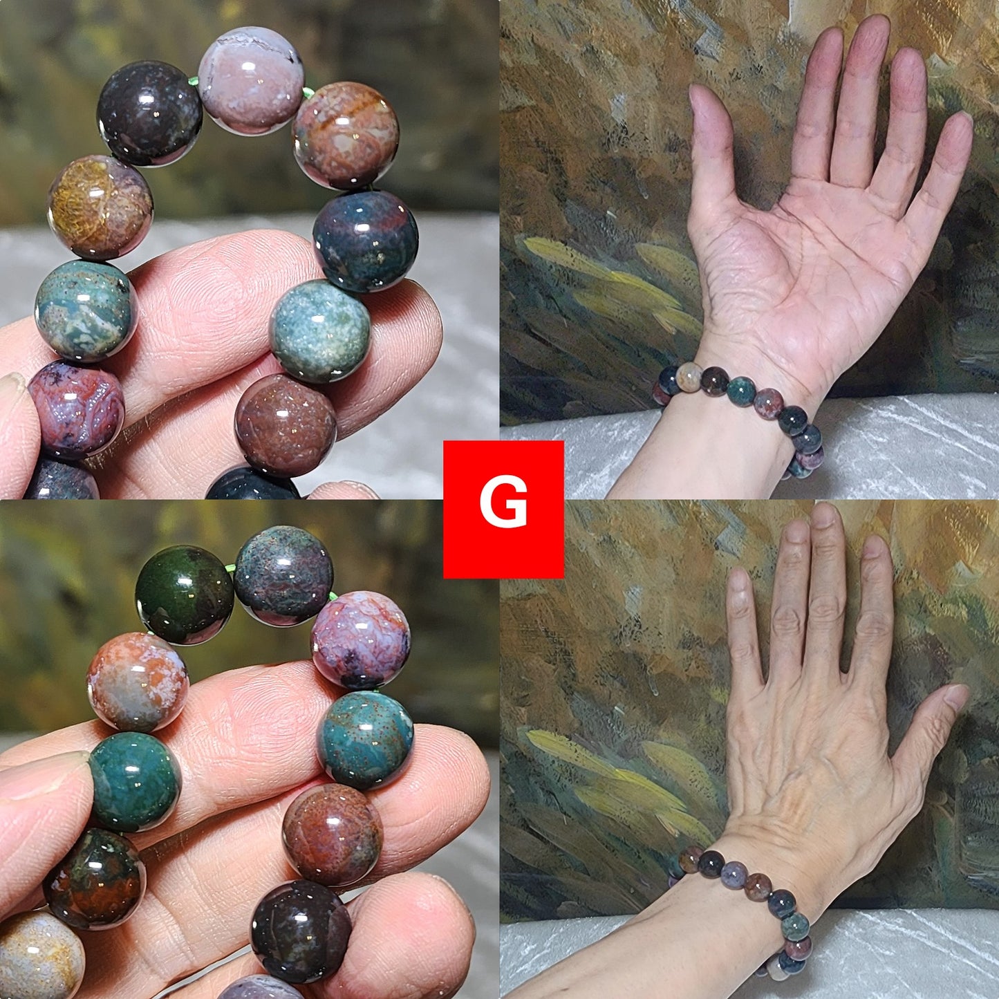 12mm Premium natural untreated Bloodstone bracelet [Natural Crystal] 12毫米天然无优化血石手链