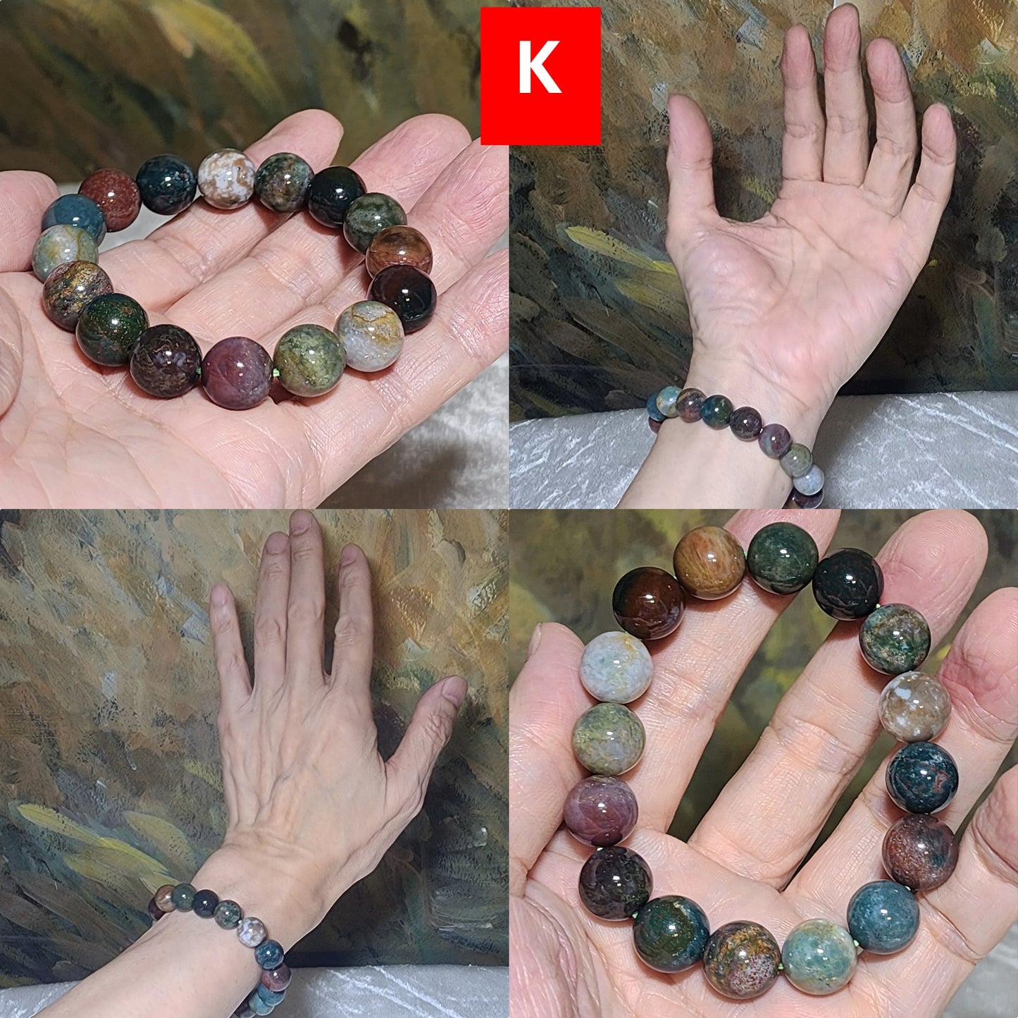 12mm Premium natural untreated Bloodstone bracelet [Natural Crystal] 12毫米天然无优化血石手链