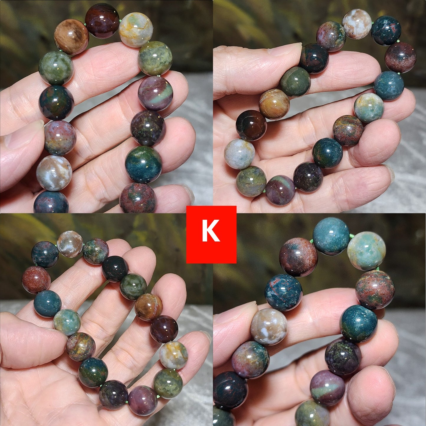 12mm Premium natural untreated Bloodstone bracelet [Natural Crystal] 12毫米天然无优化血石手链