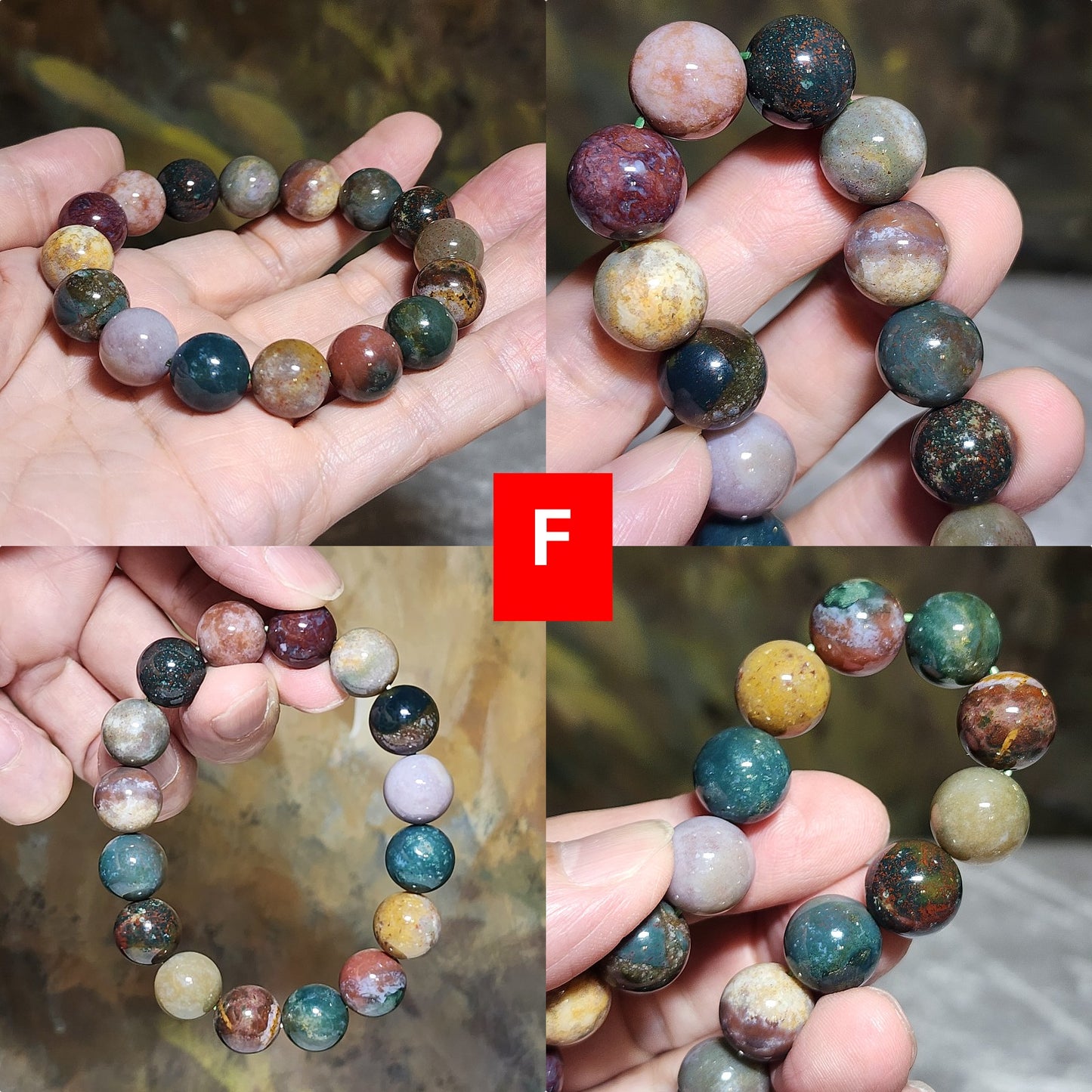 12mm Premium natural untreated Bloodstone bracelet [Natural Crystal] 12毫米天然无优化血石手链