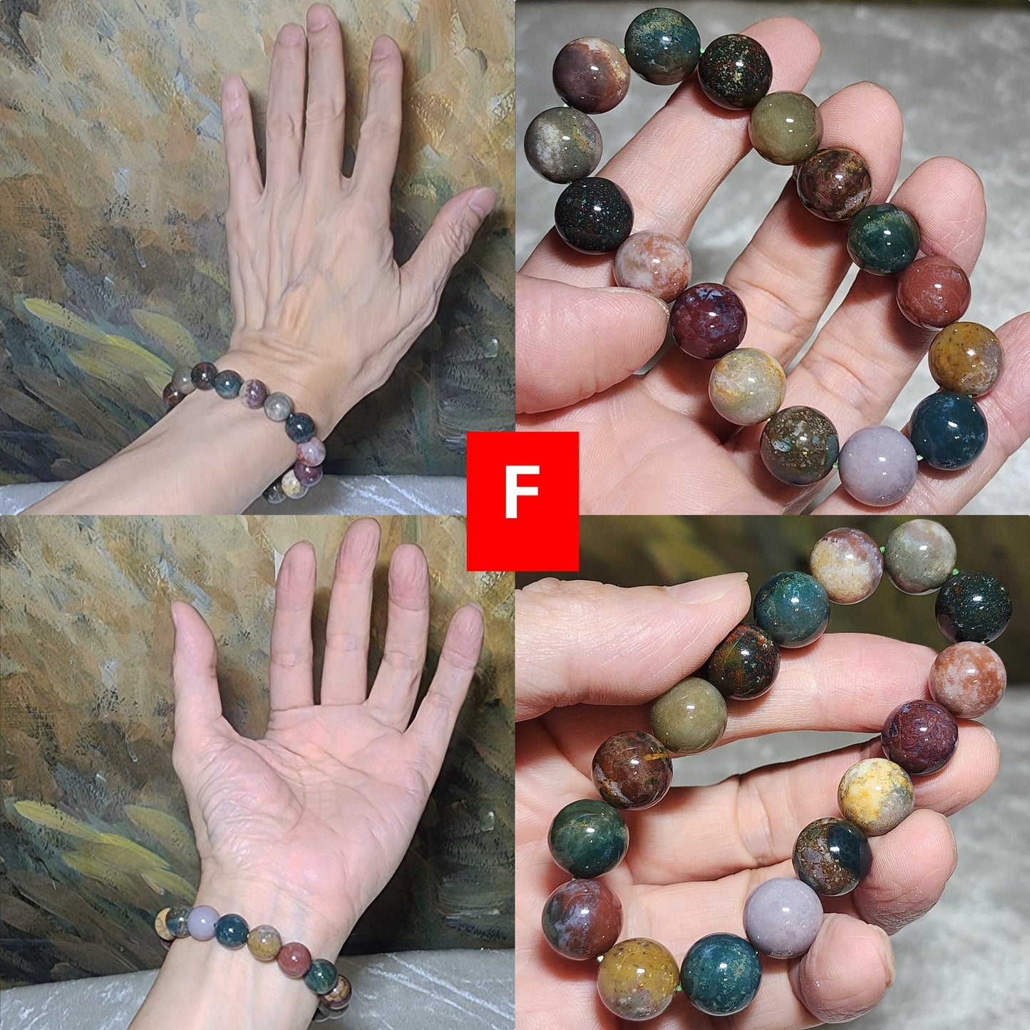 12mm Premium natural untreated Bloodstone bracelet [Natural Crystal] 12毫米天然无优化血石手链