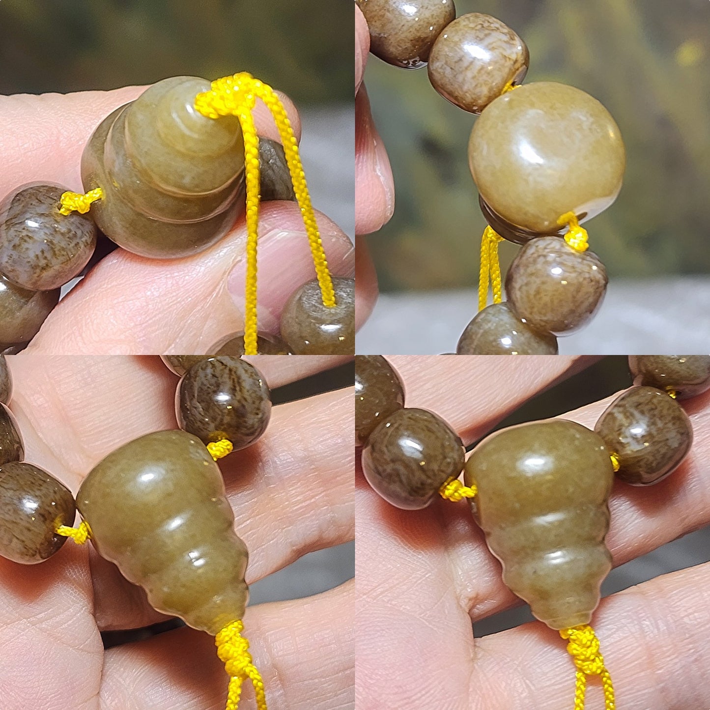 Gegegems 9.6mm premium Nephrite caramel brown traditional old style bead 108 mala necklace (with certificate) 精品且末糖老型珠念珠项链(带证书)