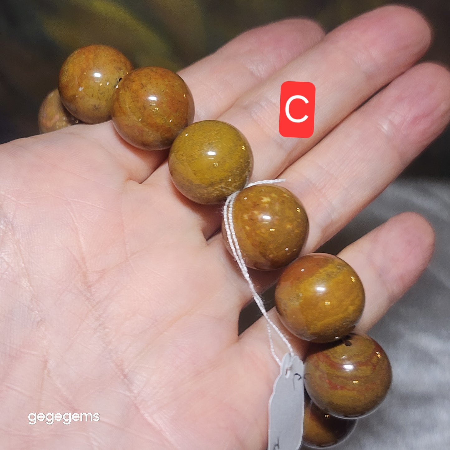 Set of two 16mm Premium Madagascar Petrified Wood brownish yellowish bracelet [Natural Crystal]