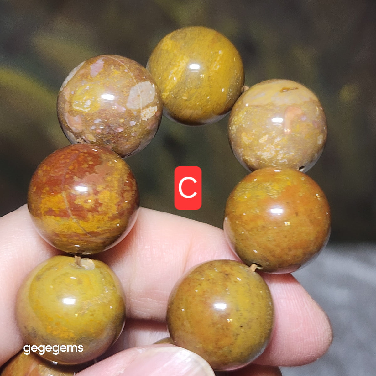 Set of two 16mm Premium Madagascar Petrified Wood brownish yellowish bracelet [Natural Crystal]