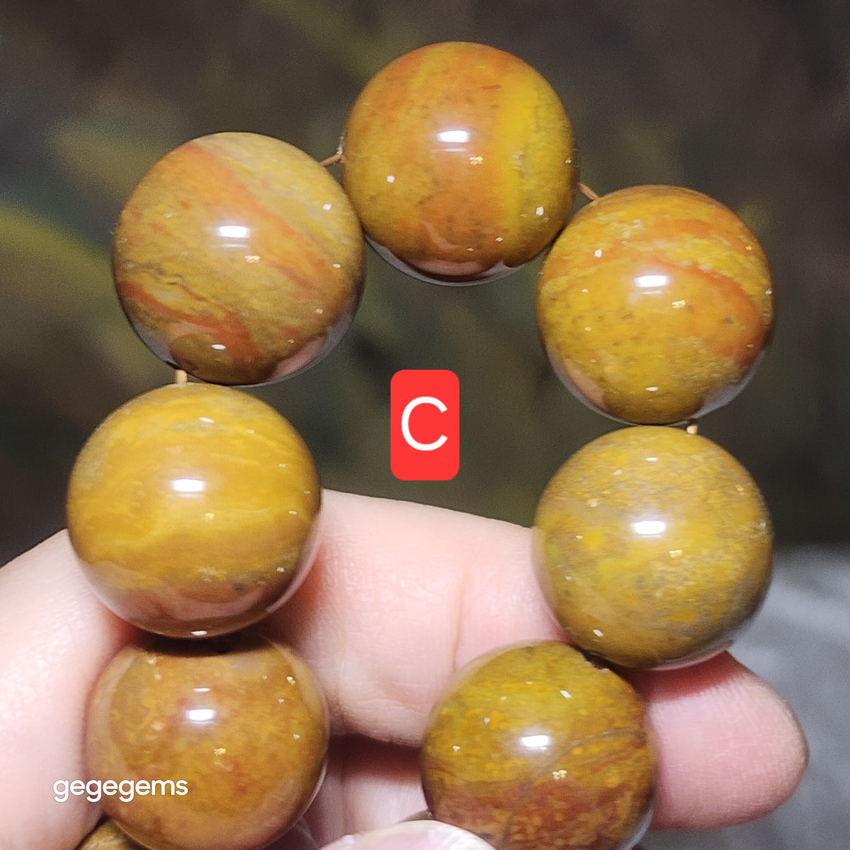 Set of two 16mm Premium Madagascar Petrified Wood brownish yellowish bracelet [Natural Crystal]