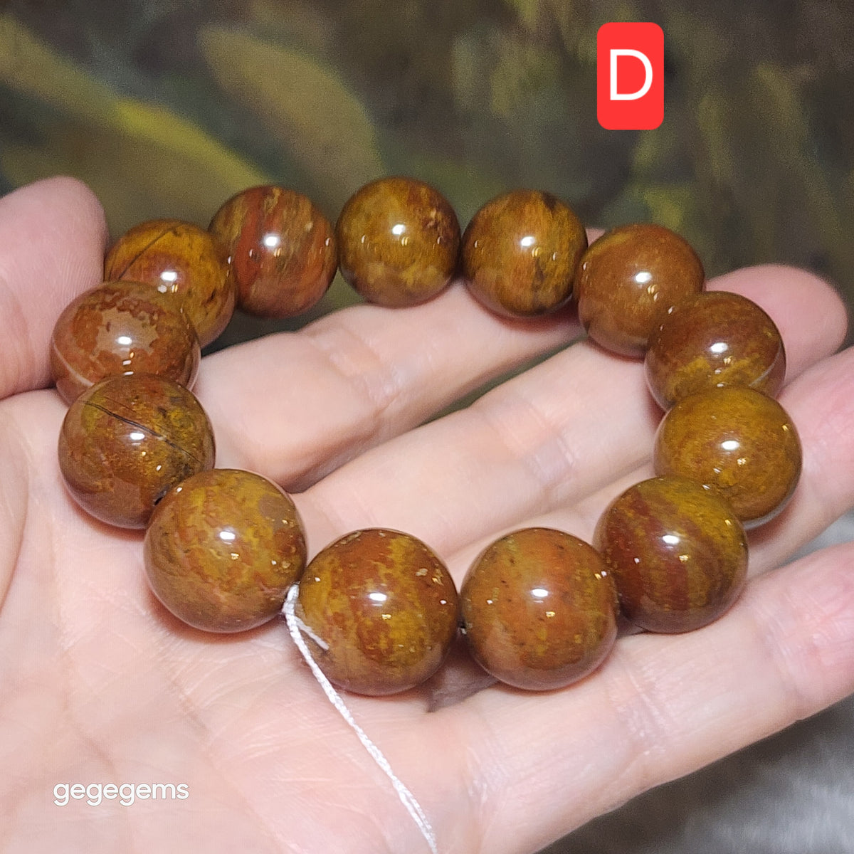 Set of two 16mm Premium Madagascar Petrified Wood brownish yellowish bracelet [Natural Crystal]