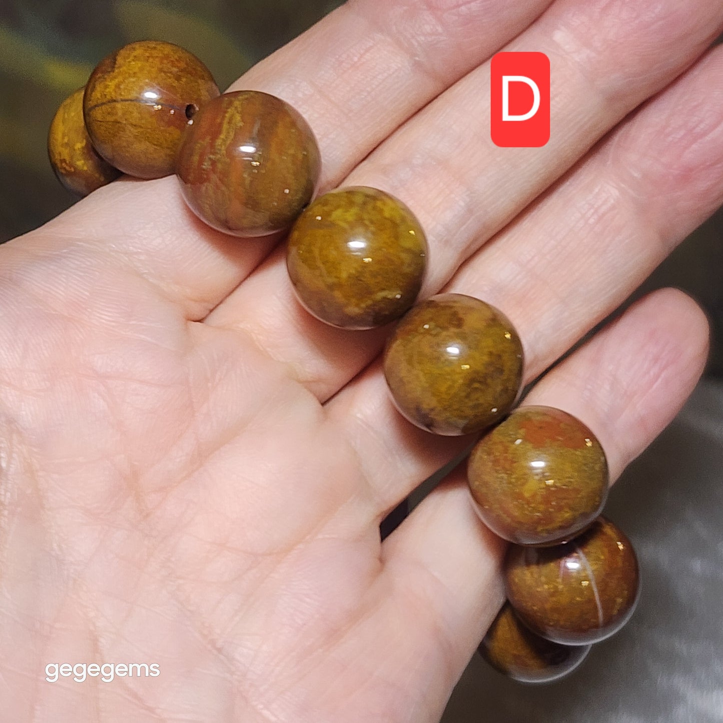 Set of two 16mm Premium Madagascar Petrified Wood brownish yellowish bracelet [Natural Crystal]