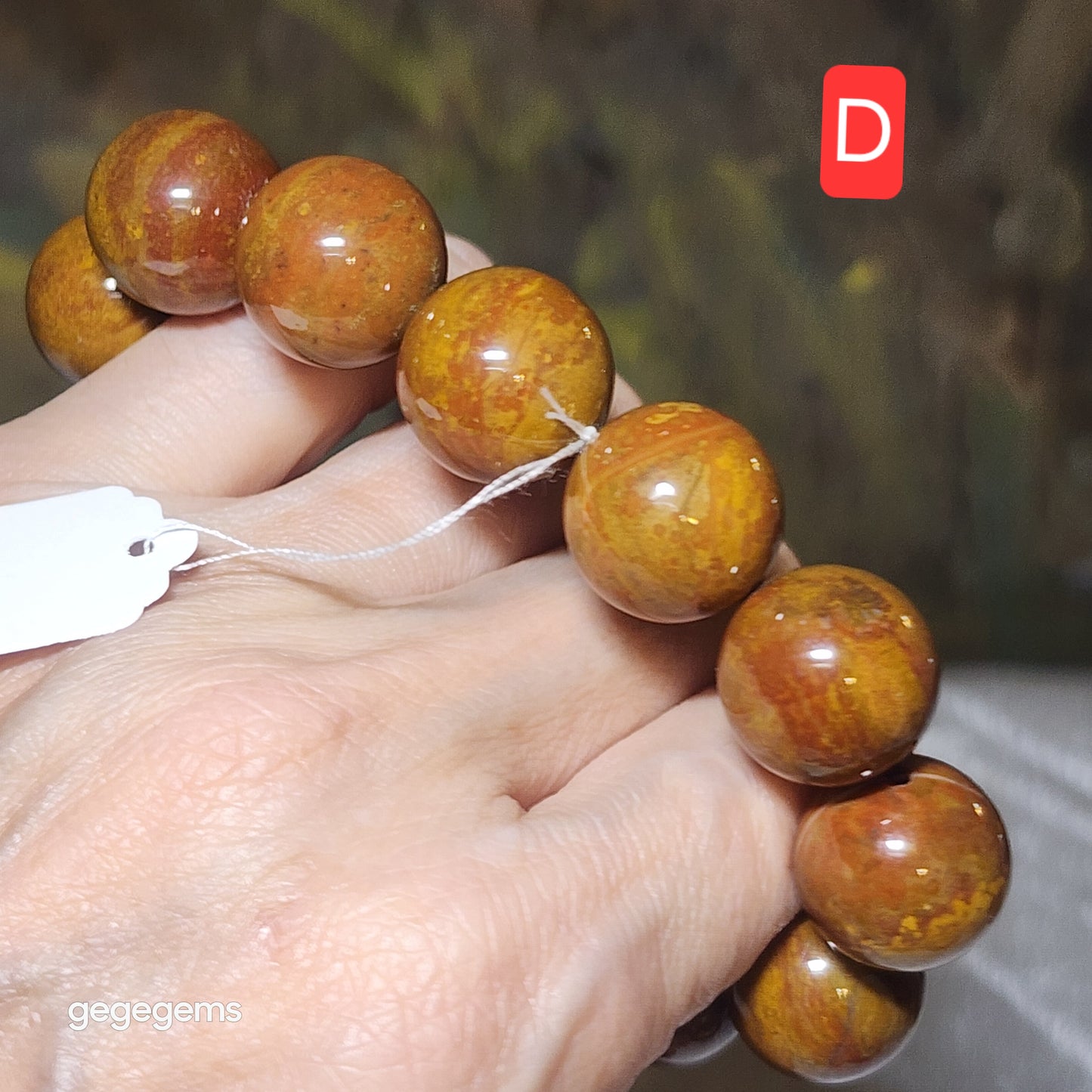 Set of two 16mm Premium Madagascar Petrified Wood brownish yellowish bracelet [Natural Crystal]