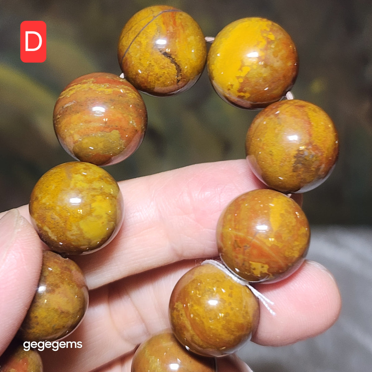 Set of two 16mm Premium Madagascar Petrified Wood brownish yellowish bracelet [Natural Crystal]