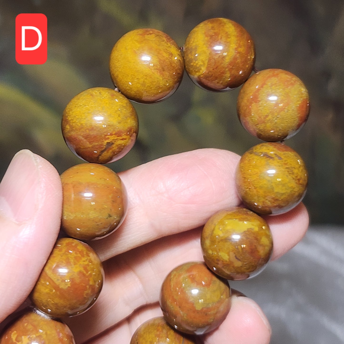 Set of two 16mm Premium Madagascar Petrified Wood brownish yellowish bracelet [Natural Crystal]