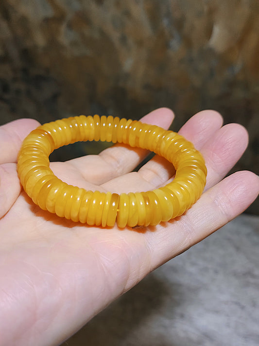 12.6mm Natural Butterscotch Amber abacus shape beads bracelet  12.6毫米天然蜜蜡算盘子手链