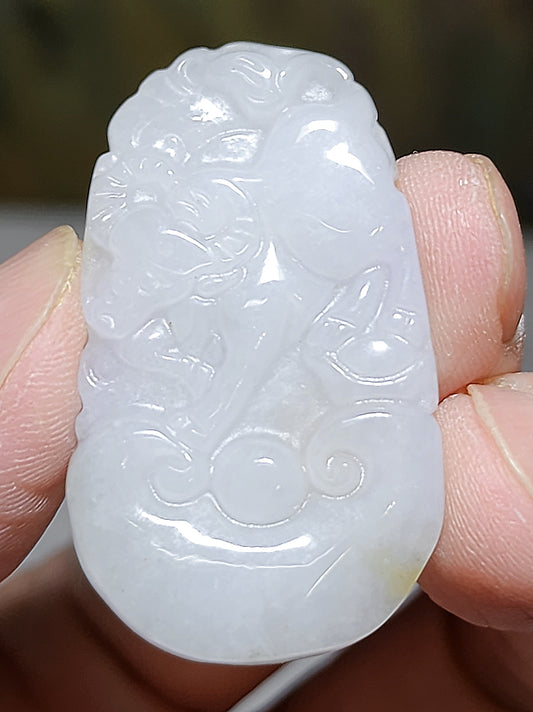 Type A Jadeite Chinese Zodiac Ox pendant (free necklace cord) 翡翠生肖牛吊坠(送項链绳)