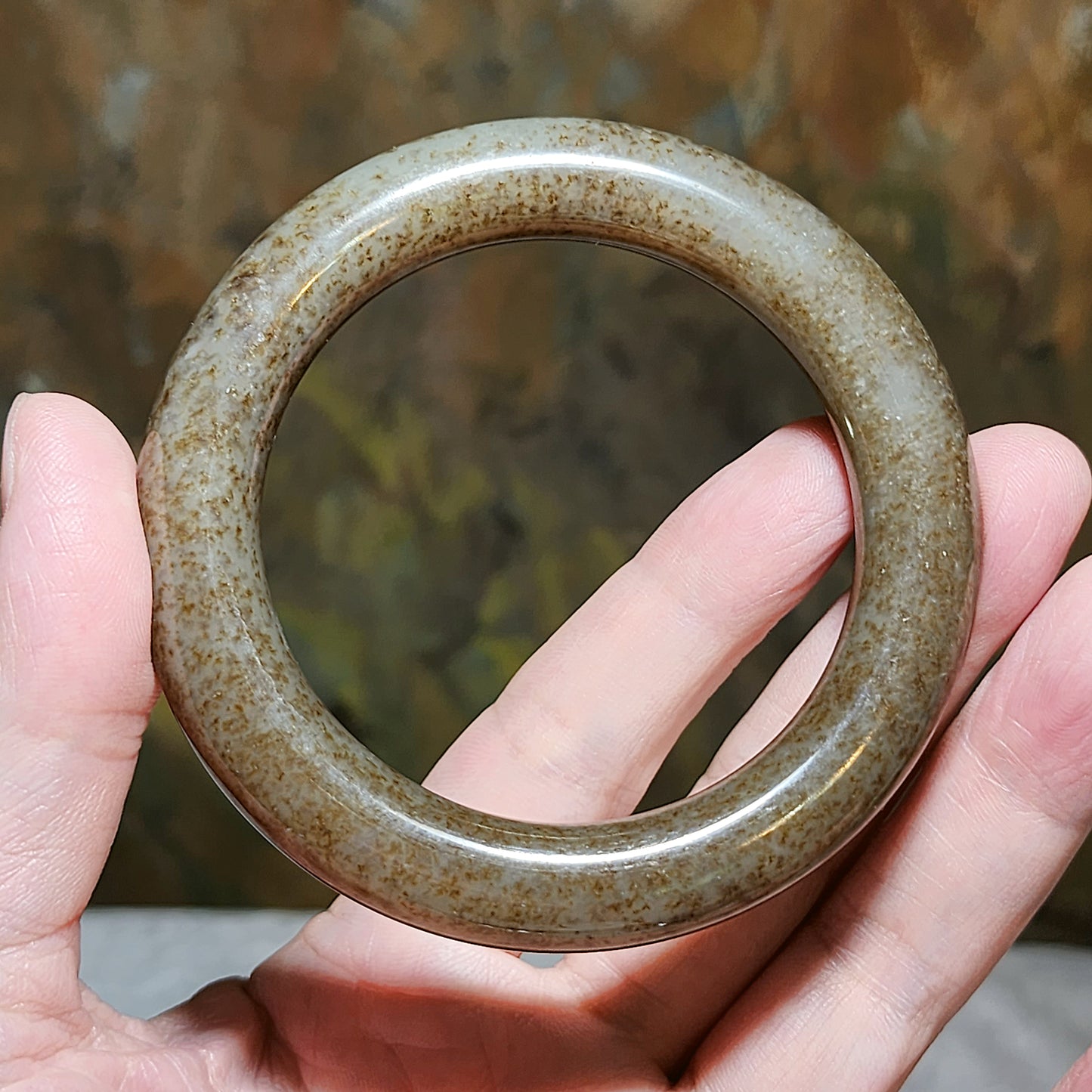 58.1mm Premium Nephrite caramel brownish Jade bangle (with certificate) 58.1毫米和田玉且末糖手镯(带证书)