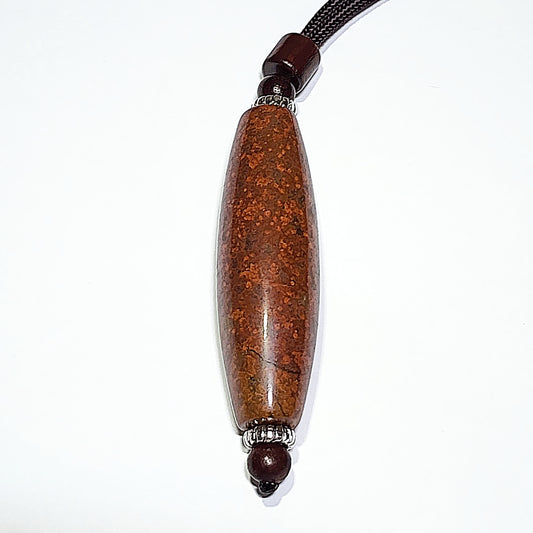 53.6mm Tibetan Meng Tianzhu reddish small natural eyes Dzi pendant 53.6毫米九眼页岩老料红鱼籽小眼睛蒙天珠吊坠