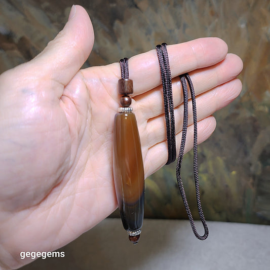 64.7mm Tibetan old mine Agate natural eyes 3 Eyes Dzi pendant 64.7毫米西藏老料天然玛瑙天眼3眼天珠吊坠