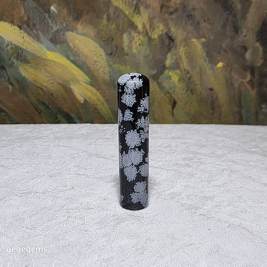 Premium aged Snowflake Obsidian seal [Natural Crystal] 天然雪花黑曜石印章