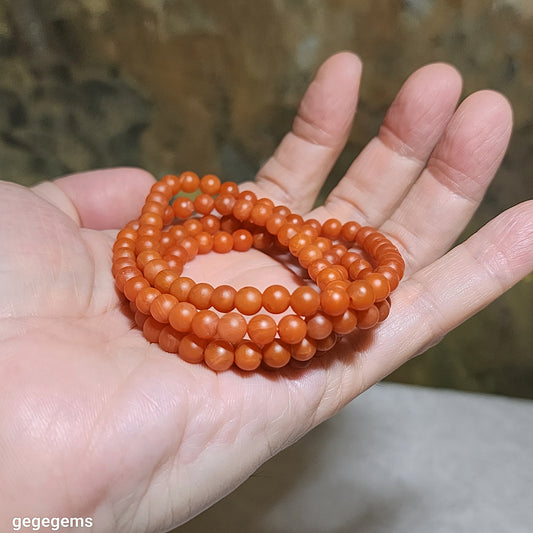 5.7mm Premium natural Baoshan Nan Hong necklace / multi loops bracelet 优质天然保山南红項链多圈手链