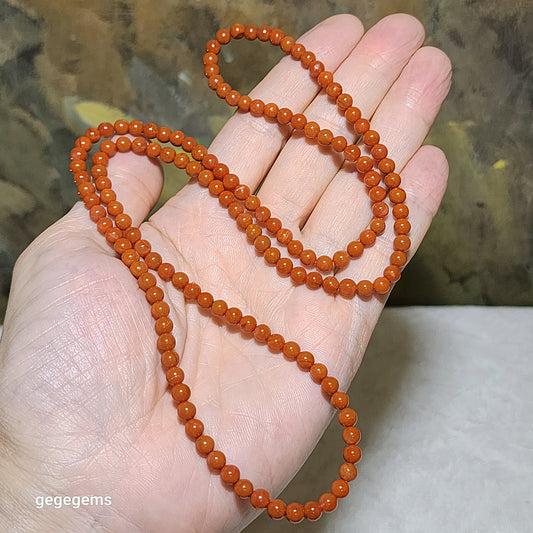 4.8mm Premium natural Waxi Nan Hong necklace / multi loops bracelet 优质天然瓦西南红項链多圈手链