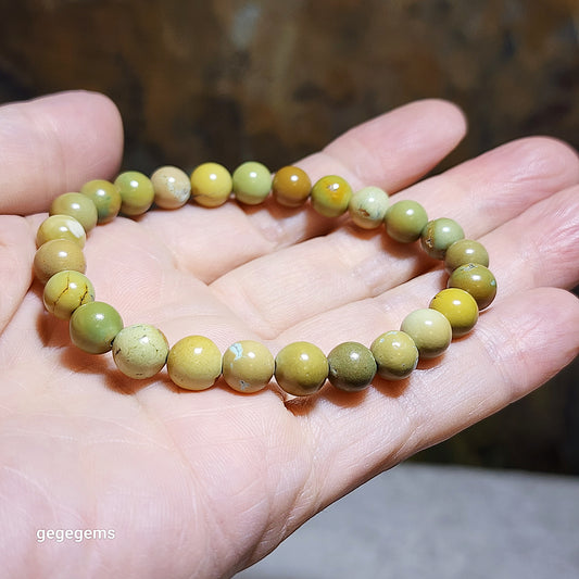 7.8mm Natural untreated Hubei Turquoise bracelet  优质天然原矿湖北松石手链