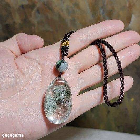 Green Phantom Quartz handheld piece/pendant [Natural crystal] 绿幽灵手把件/吊坠