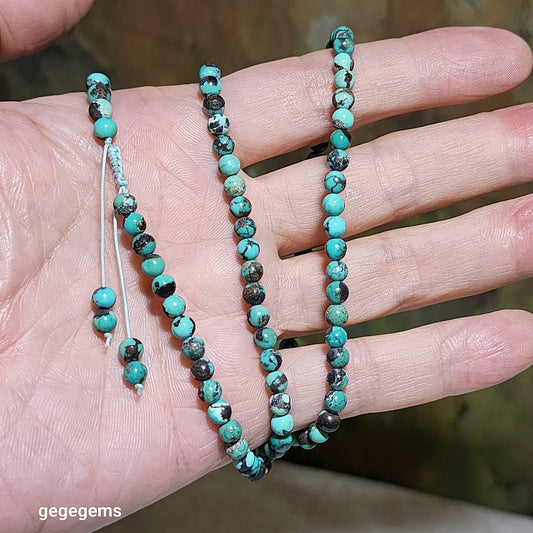 4.5mm Natural untreated greenish blue Hubei Turquoise necklace 天然原矿蓝绿湖北松石项链