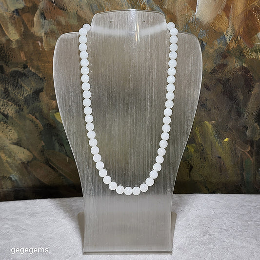 7.8mm Nephrite icy white necklace [Natural Crystal] 7.8毫米冰白和田玉项链