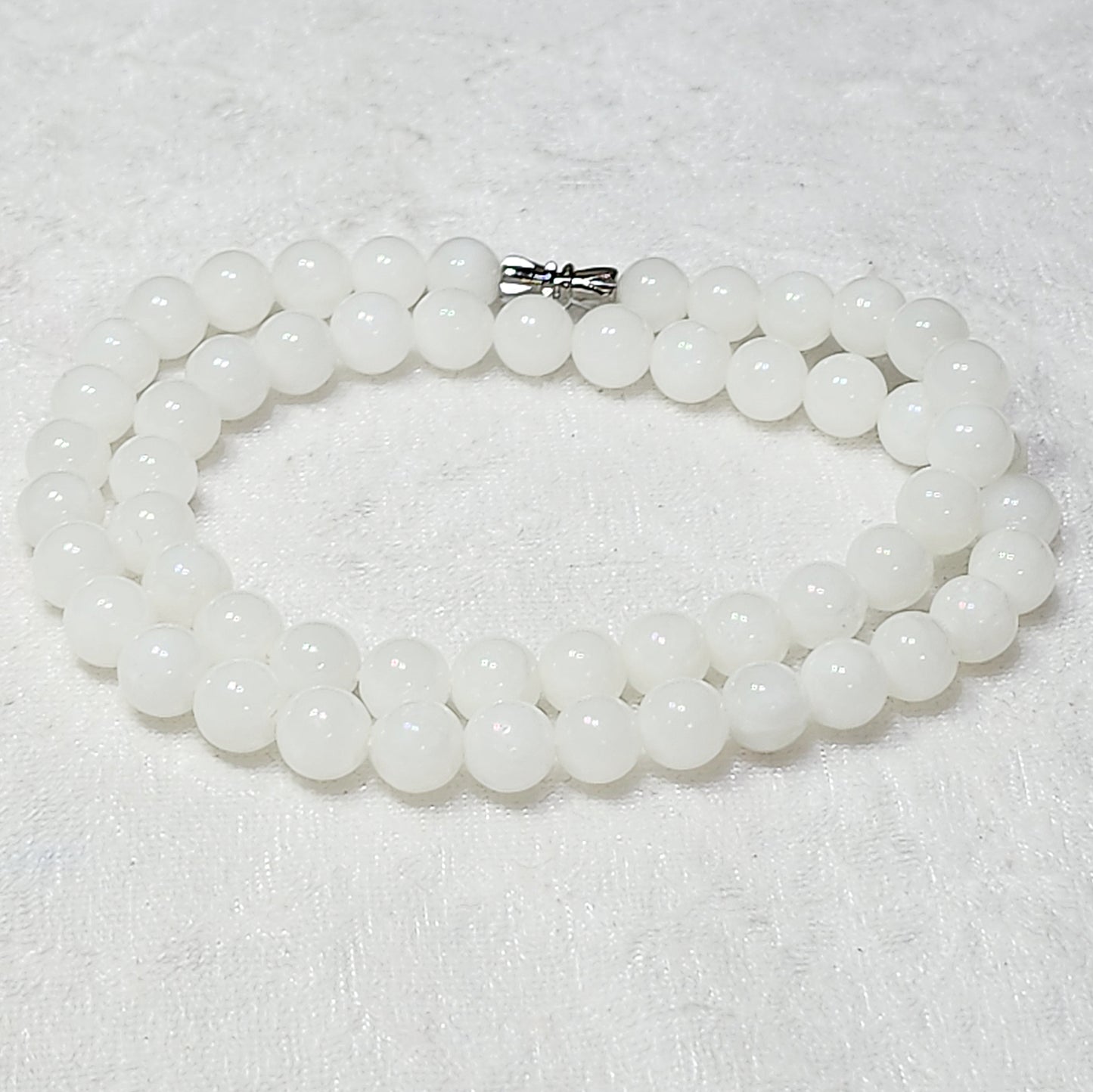 7.8mm Nephrite icy white necklace [Natural Crystal] 7.8毫米冰白和田玉项链