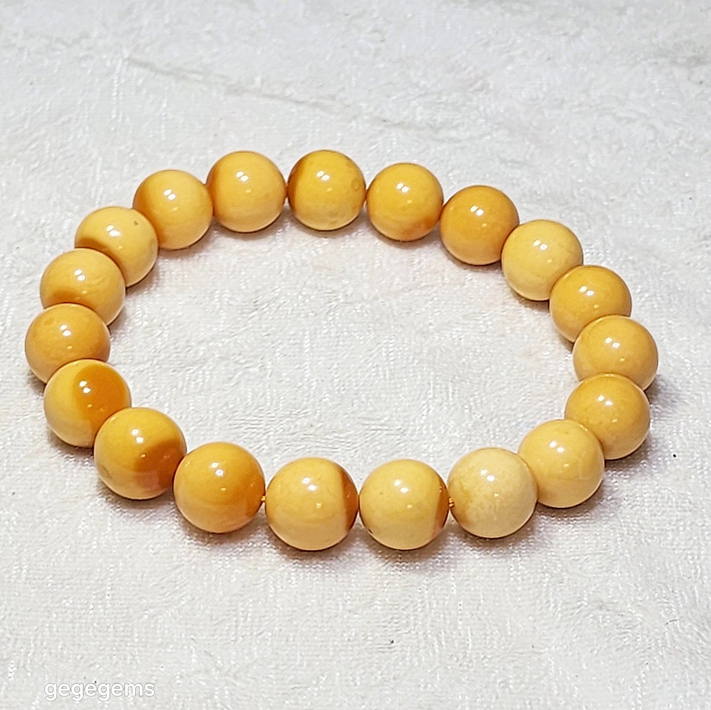 11mm+ Premium Mianhuang (Myanmar Yellow Dragon Jade) filled treasure bowl bracelet 精品缅黄滿滿聚宝盘手链