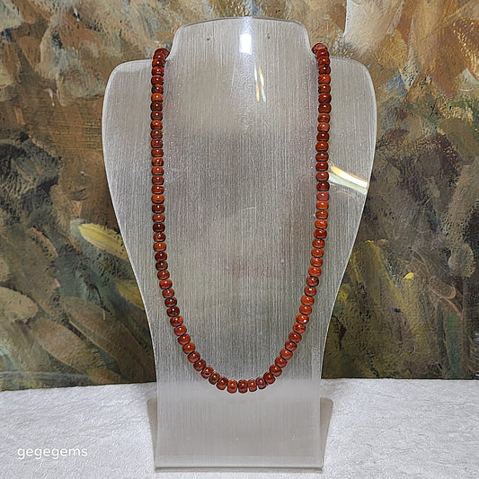 6.2mm Premium Waxi Nan Hong patinaed deep persimmon oxblood red traditional old style beads necklace multiple loops bracelet 精品瓦西南紅包漿深柿子红牛血红老型珠項链多圈手链