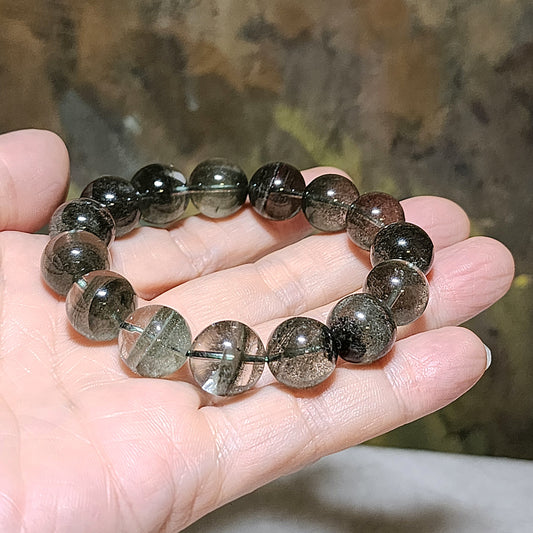 13mm Premium Green Phantom Quartz "thousands layers mountains" bracelet [Natural crystal] 优质绿幽灵千层山手链