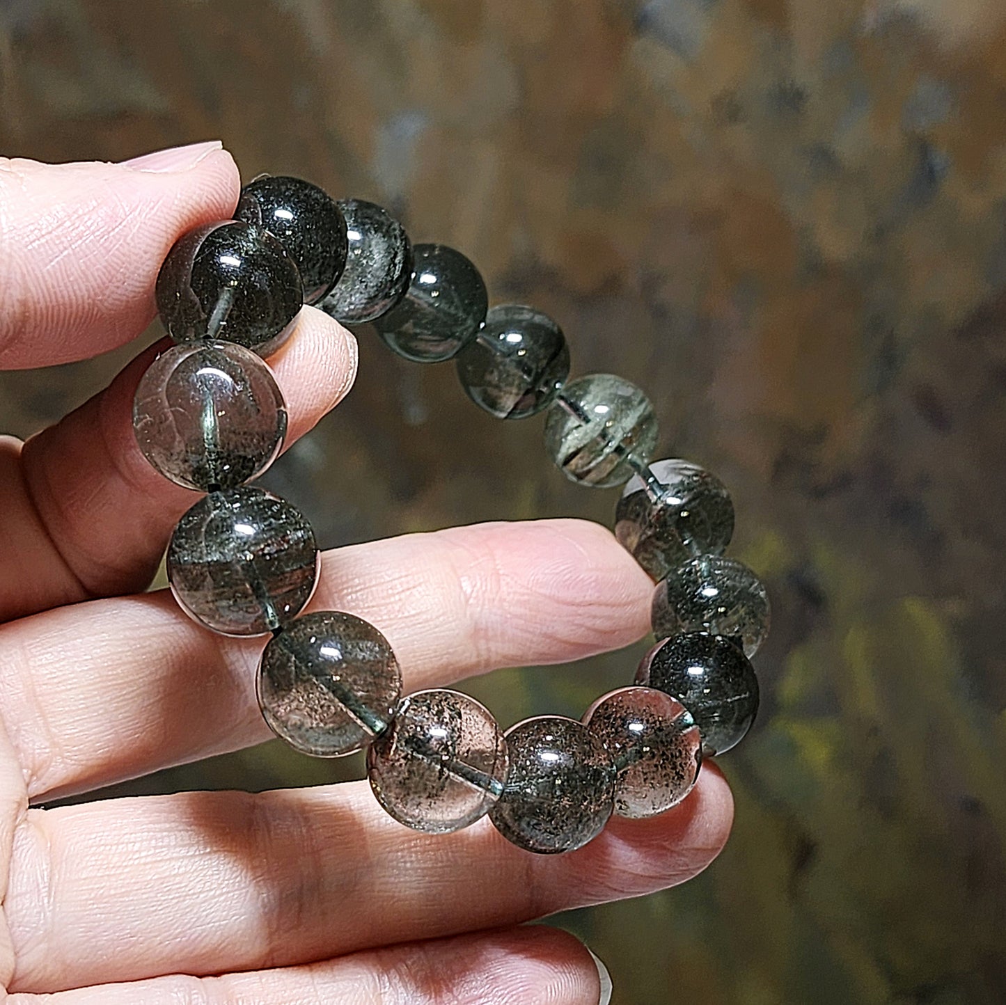 13mm Premium Green Phantom Quartz "thousands layers mountains" bracelet [Natural crystal] 优质绿幽灵千层山手链