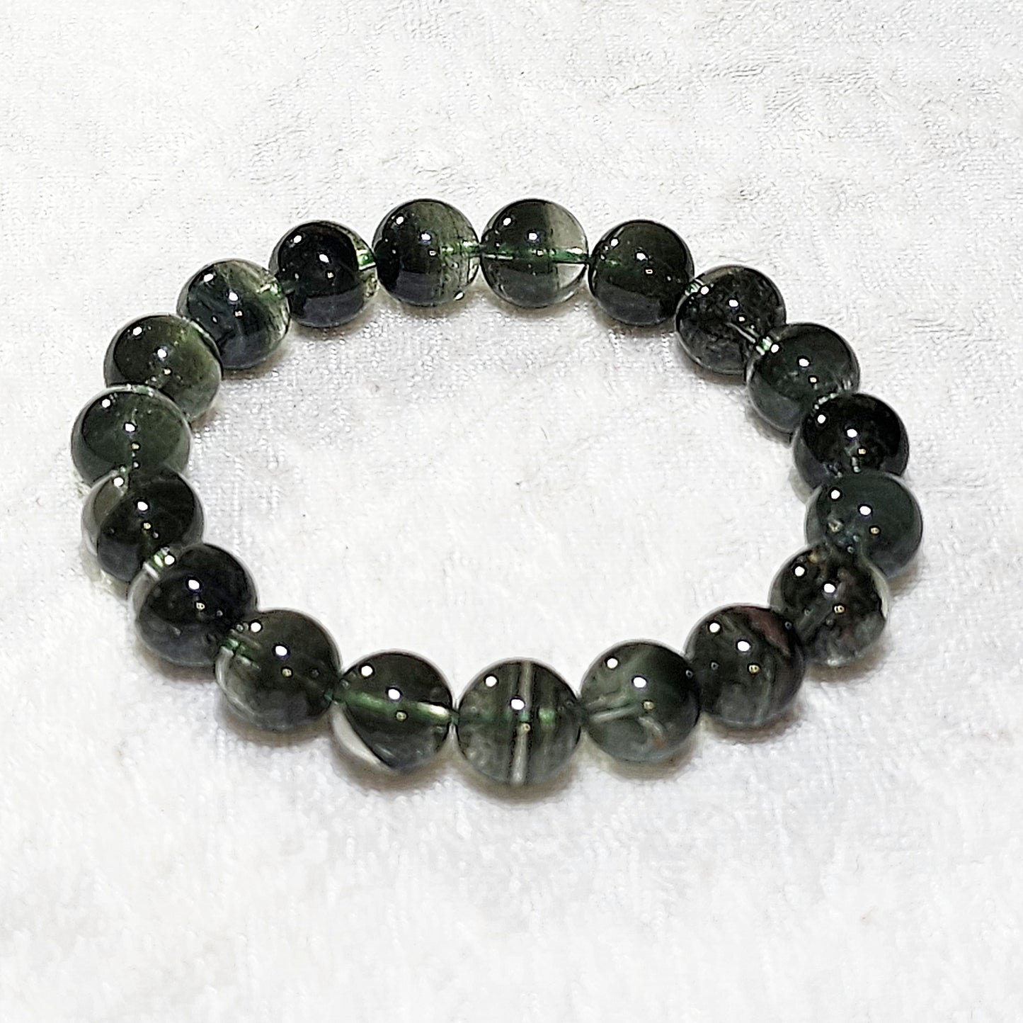 Gegegems Collection 10.5mm+ Green Phantom Quartz "thousands layers mountains Treasure Bowl" bracelet [Natural crystal] 精品绿幽灵千层山聚宝盘手链