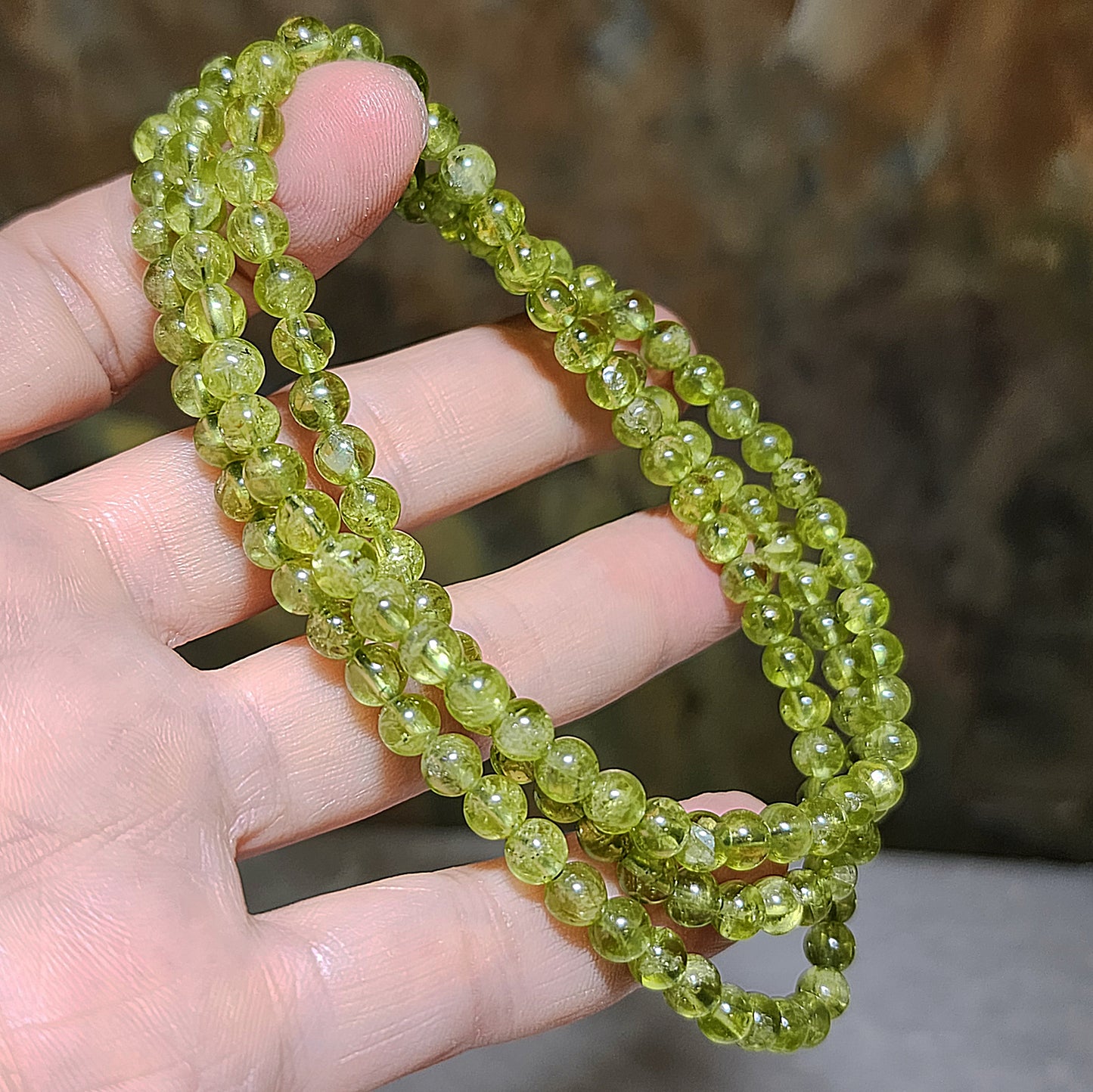 Gegegems collection Premium 5.4mm natural Peridot necklace multiple loops bracelet [Natural Crystal] 精品橄榄石多圈手链项链