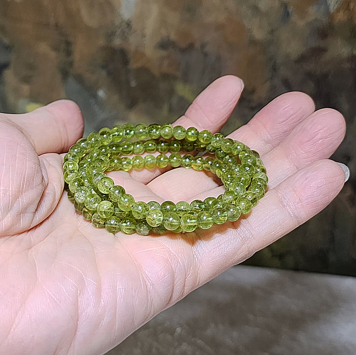 Gegegems collection Premium 5.4mm natural Peridot necklace multiple loops bracelet [Natural Crystal] 精品橄榄石多圈手链项链