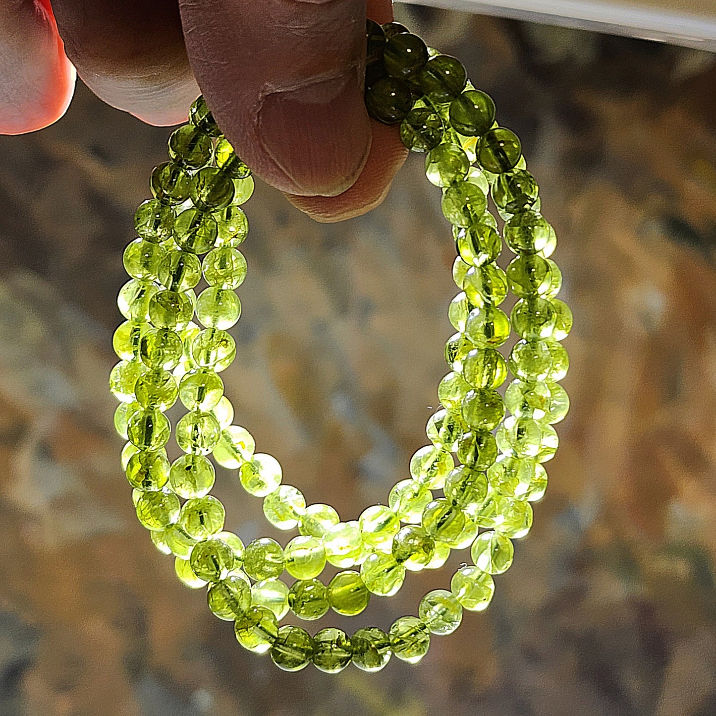 Gegegems collection Premium 5.4mm natural Peridot necklace multiple loops bracelet [Natural Crystal] 精品橄榄石多圈手链项链