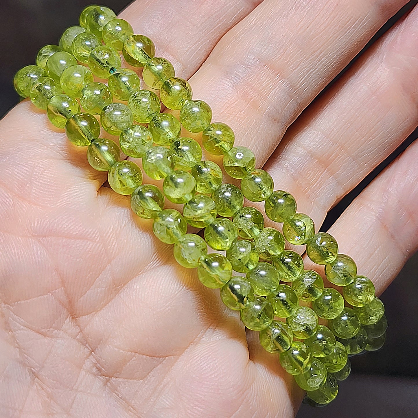 Gegegems collection Premium 5.4mm natural Peridot necklace multiple loops bracelet [Natural Crystal] 精品橄榄石多圈手链项链