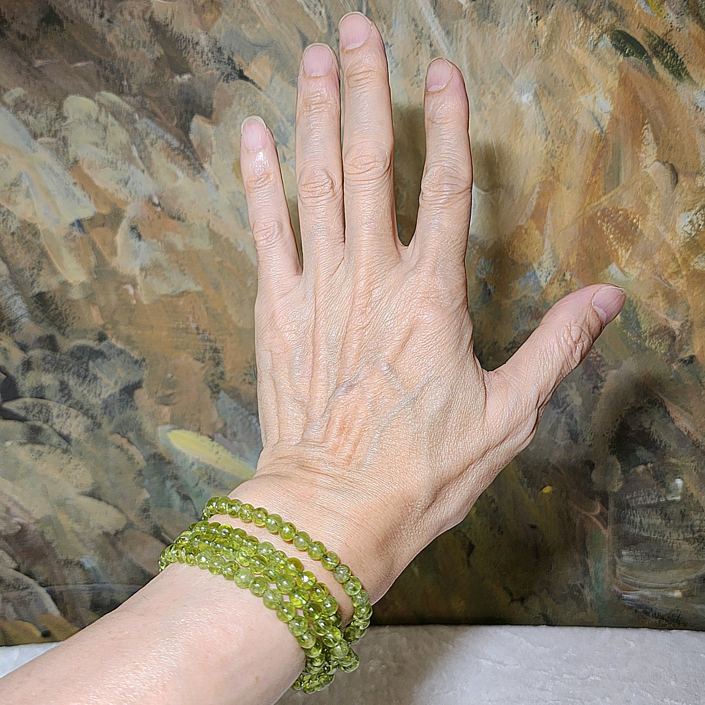 Gegegems collection Premium 5.4mm natural Peridot necklace multiple loops bracelet [Natural Crystal] 精品橄榄石多圈手链项链