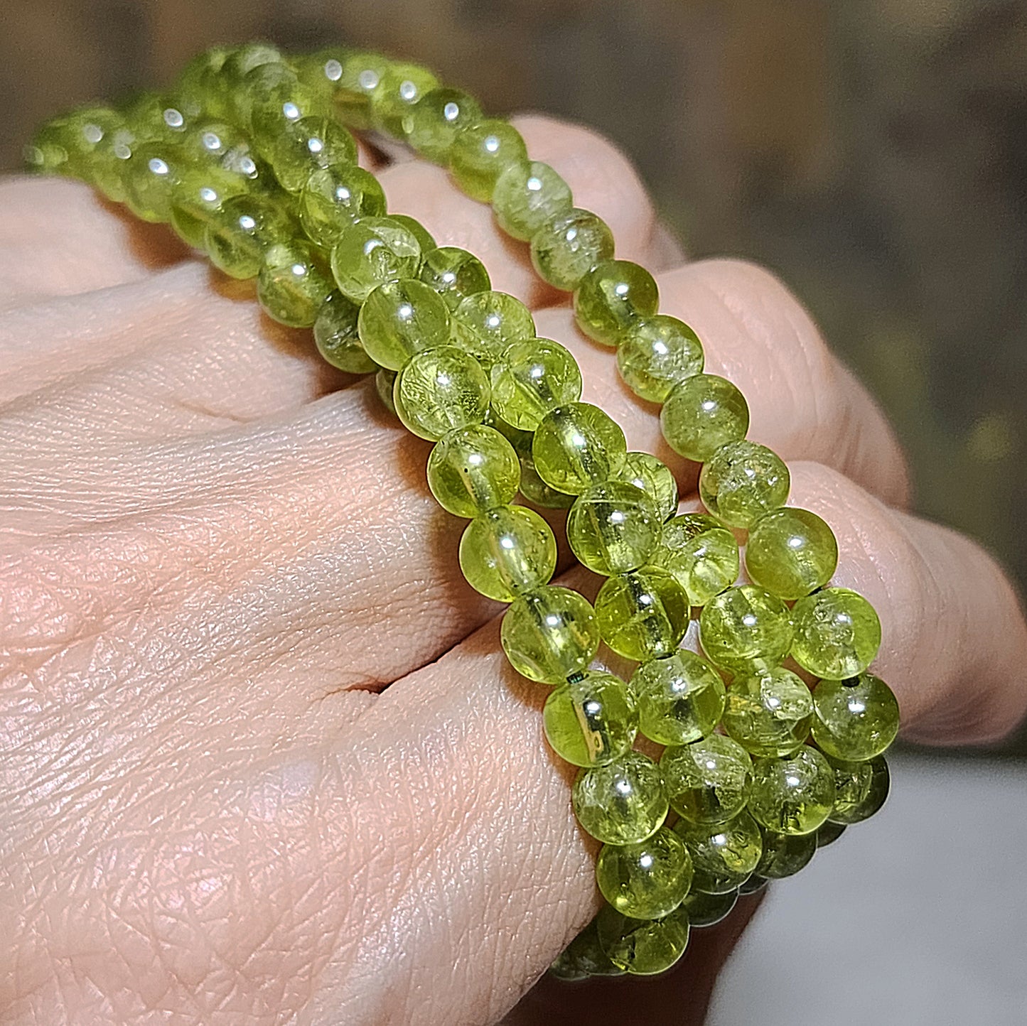 Gegegems collection Premium 5.4mm natural Peridot necklace multiple loops bracelet [Natural Crystal] 精品橄榄石多圈手链项链