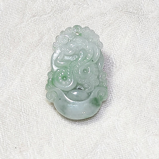 Type A Jadeite light green Chinese Zodiac Snake pendant (free necklace cord) 翡翠飘绿生肖蛇吊坠(送項链绳) #6