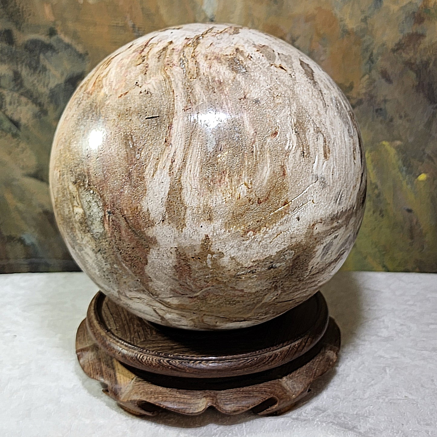 4.5 kg Premium hand polished Petrified Wood many unique patterns feng shui globe ball 精品木化石多天然图形人工切割打磨镇宅风水球 #8