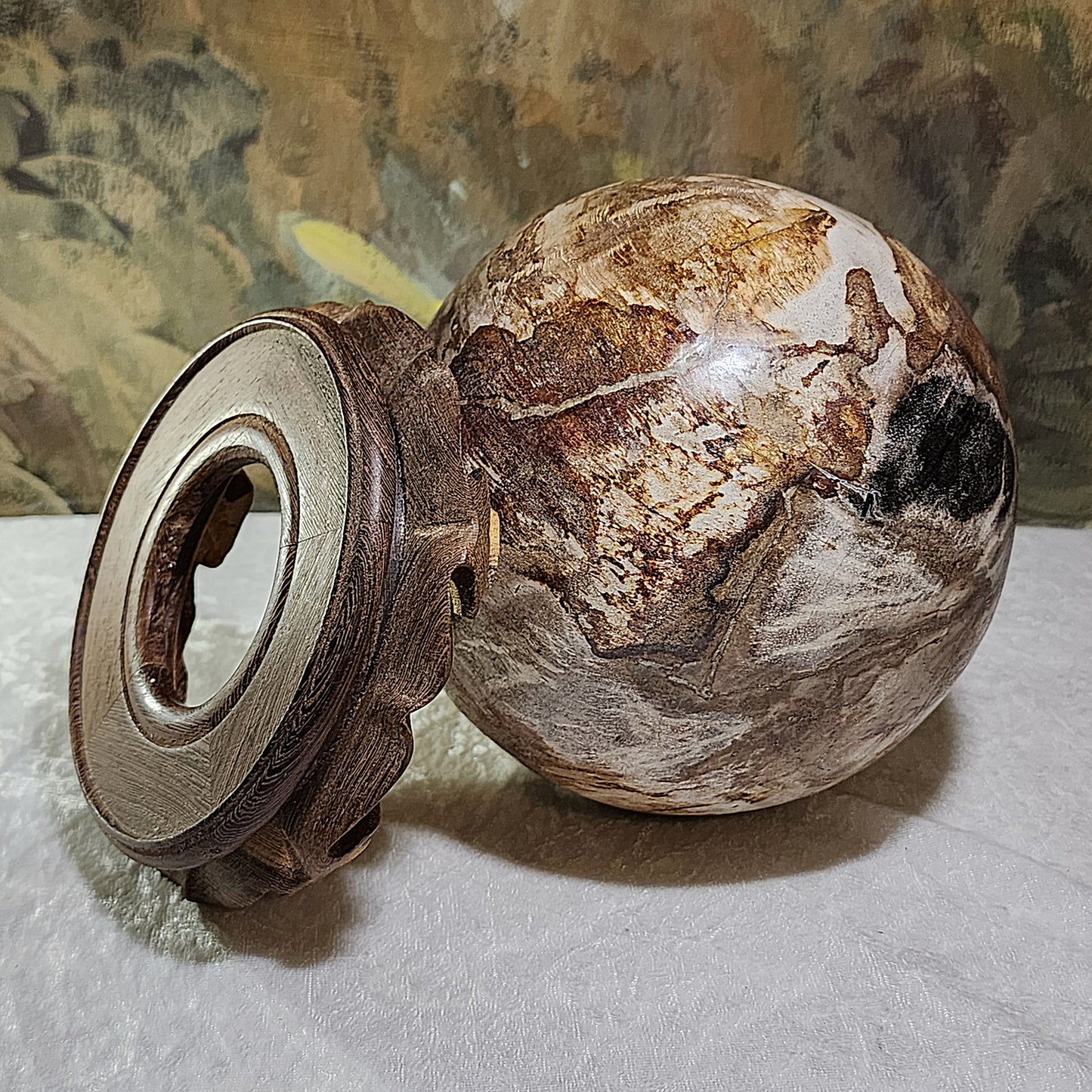 4.5 kg Premium hand polished Petrified Wood many unique patterns feng shui globe ball 精品木化石多天然图形人工切割打磨镇宅风水球 #8