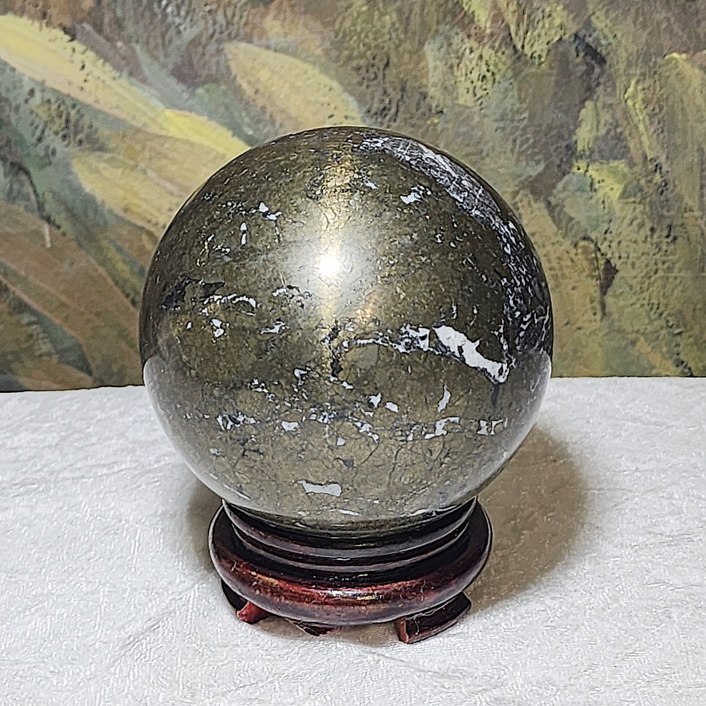 1.428 kg Premium old mine Pyrite globe ball [Natural Crystal] 优质黄铁矿老料家居摆设风水球