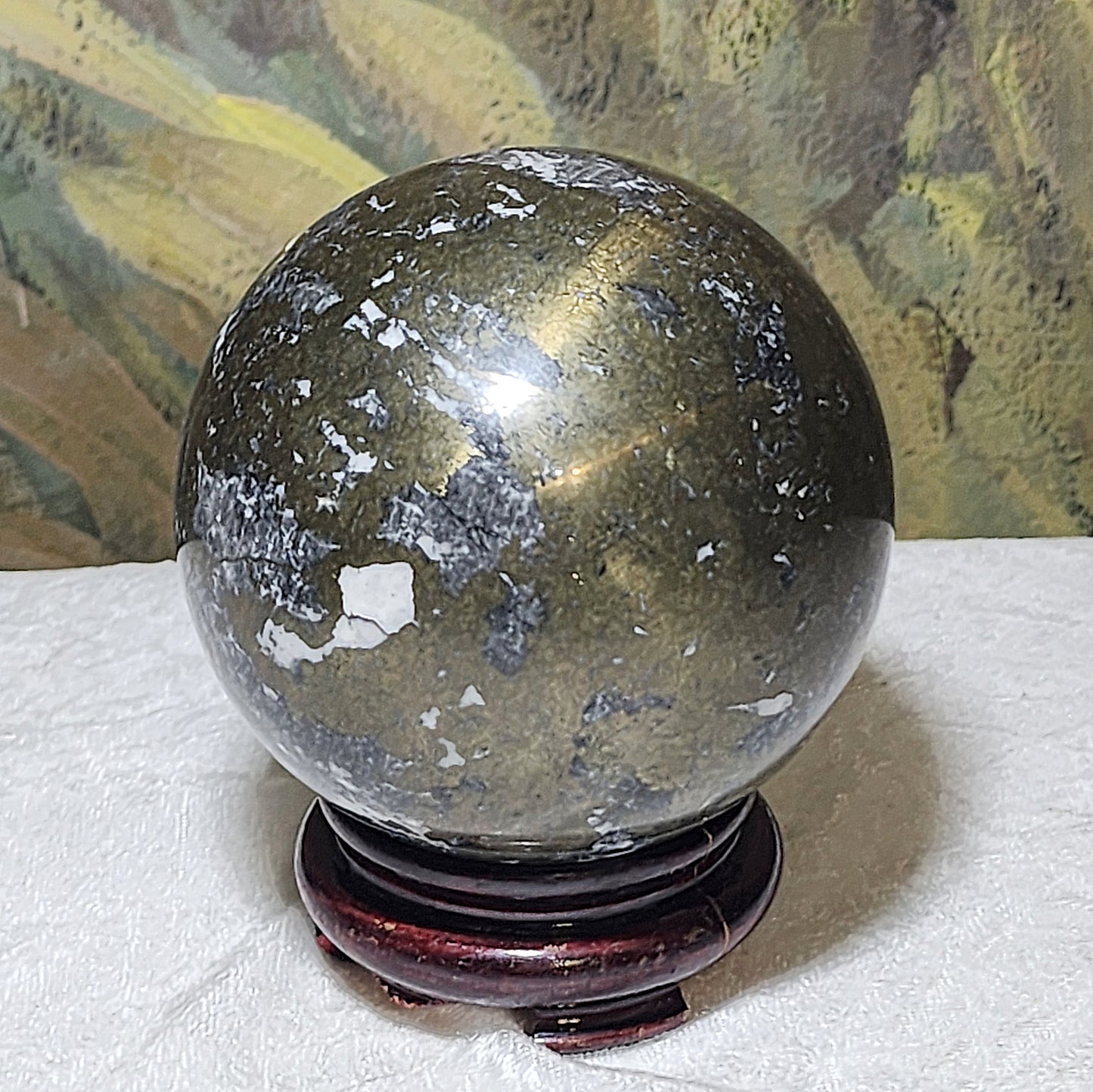 1.428 kg Premium old mine Pyrite globe ball [Natural Crystal] 优质黄铁矿老料家居摆设风水球