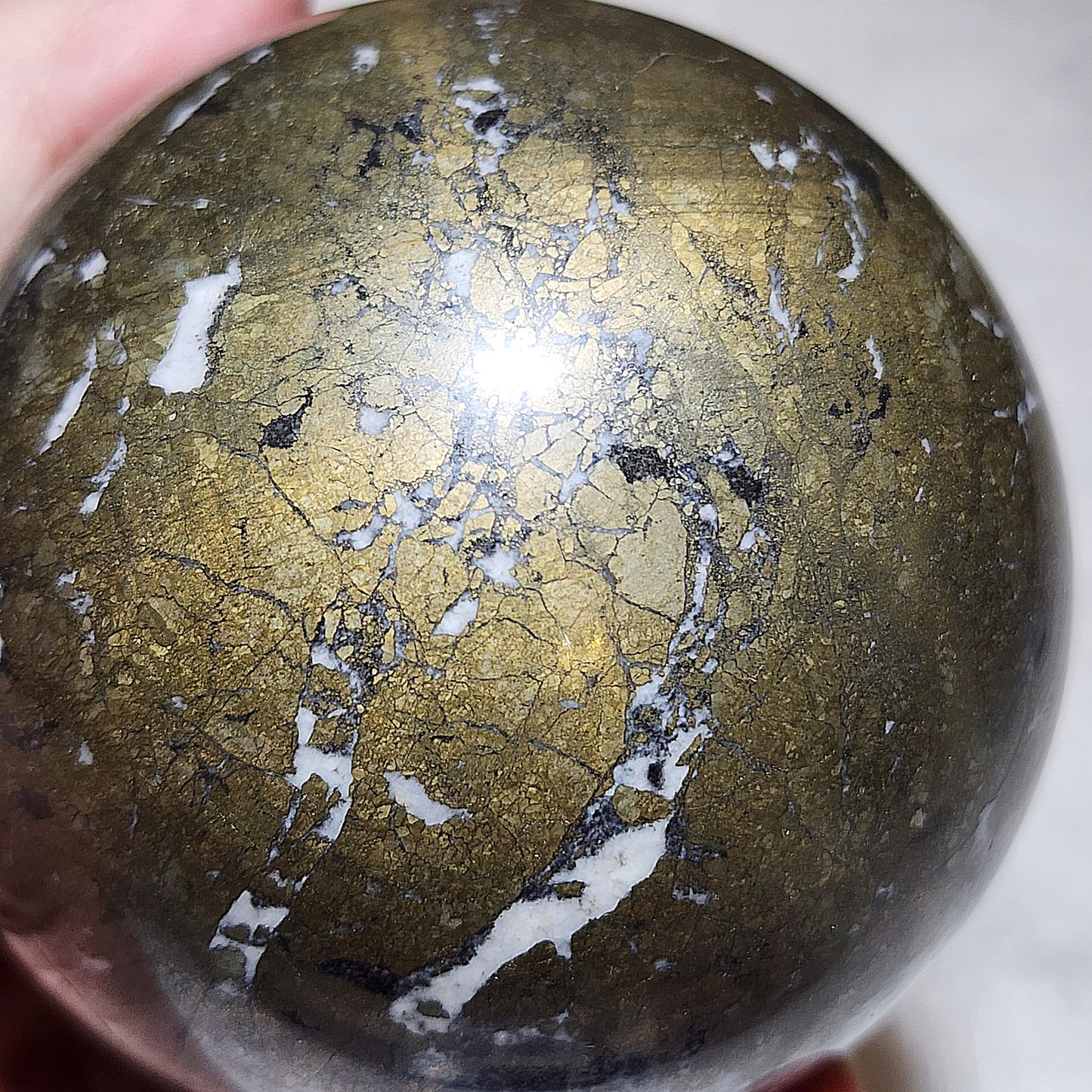 1.428 kg Premium old mine Pyrite globe ball [Natural Crystal] 优质黄铁矿老料家居摆设风水球