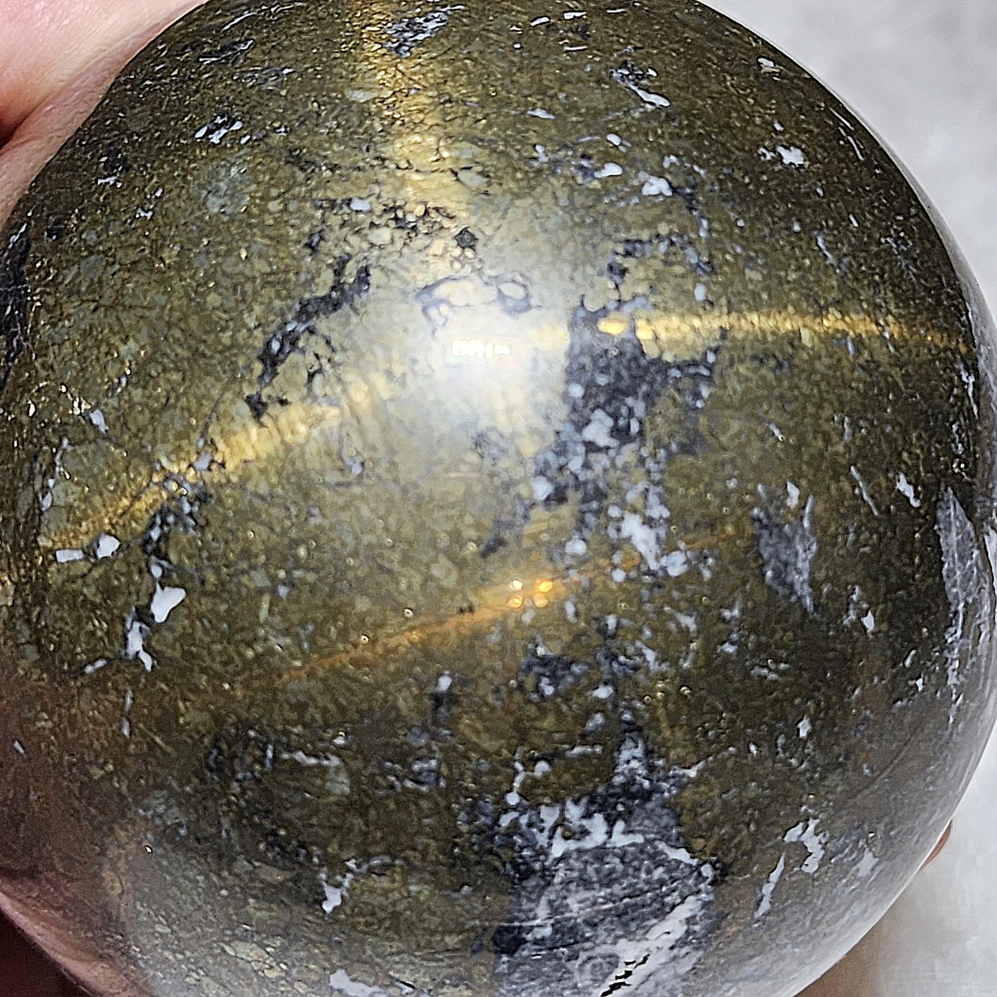 1.428 kg Premium old mine Pyrite globe ball [Natural Crystal] 优质黄铁矿老料家居摆设风水球