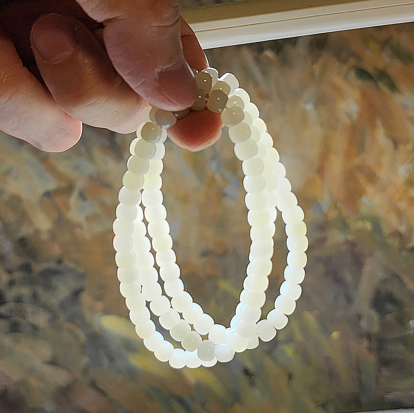 6.2mm Premium Nephrite warm white 118 traditional old style beads necklace multiple loops bracelet (with certificate) 精品和田玉暖白118老型珠项链多圈手链(带证书)