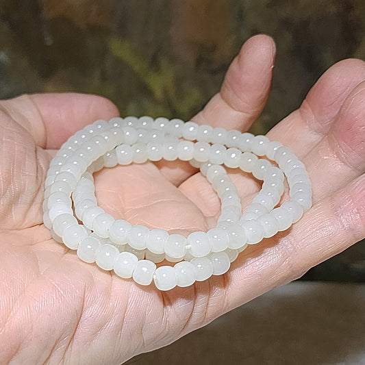 6.2mm Premium Nephrite warm white 118 traditional old style beads necklace multiple loops bracelet (with certificate) 精品和田玉暖白118老型珠项链多圈手链(带证书)